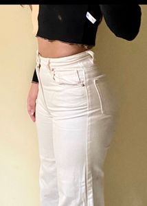 H&amp;M Wide Leg white high waist brand new denim jean