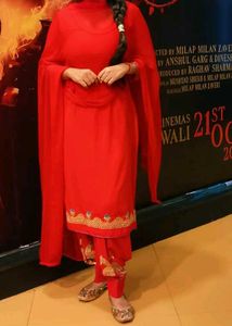 Red Embroidered Kurta Set