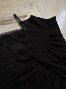 Leather And Sequin Black Maxi Dress
