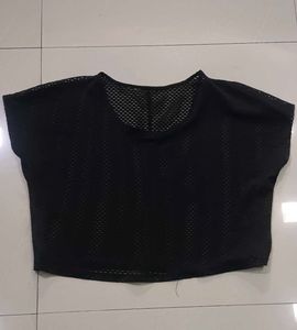 Black Mesh Crop Top