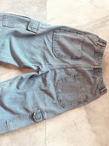 Light Wash Wide Leg Cargo Jeans