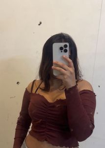 Burgundy Ruched Long Sleeve Top