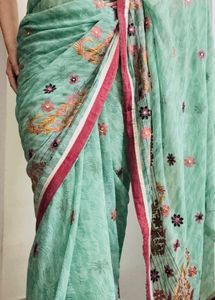 Embroidered Mirror Work Saree
