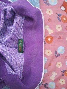 Purple Plaid Polo Top