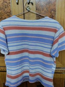 Girls strips tshirt, Medium, length not too short