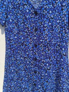 H&amp;M Blue Floral Button-Down Dress