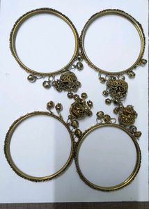 Antique Gold Bangles with Bells/ Ghunghroo