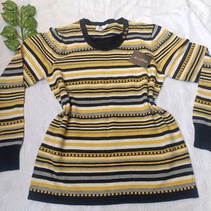 Y2k Striped Knit Sweater 💛 🖤