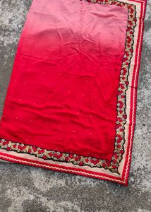 🎊🧿Diwali special Elegant Red &amp; Beige Saree