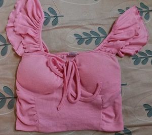 Pink Ruffle Crop Top