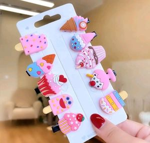 Combo Of 10 Hair Clips For Kids Unicorn Icecream C