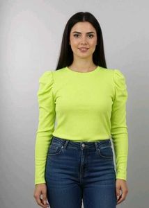 Neon Green Puff Sleeve Top