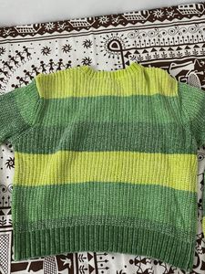 Y2K Striped Knit Cropped Sweater