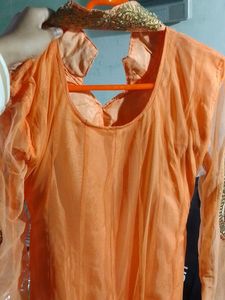 Orange Pakistani Embroidery Suit