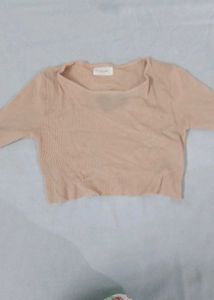 Ribbed Crop Top - Peach