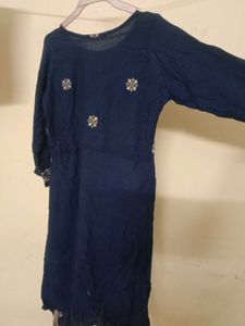 Navy Embroidered Anarkali Dress