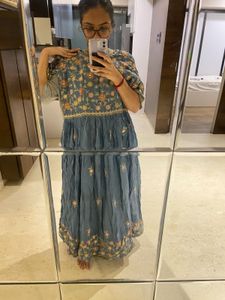 blue gown with dupatta