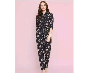 Trendy Floral BlackJumpsuit