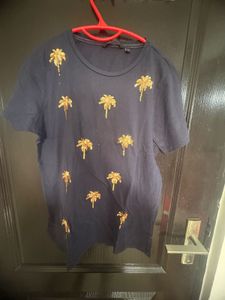 Navy T-shirt Palm Tree Design
