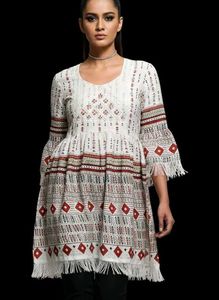 white , girly , traditional style top , tunic