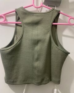 Olive Green Crop Tank Top