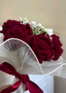 😍❤️ Maroon Crochet Bouquet 💐