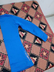 Sky Blue Woolen Top with Round Neck
