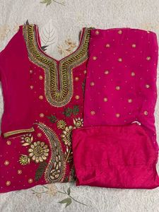 Rani Pink Suit With Dupatta And Legging