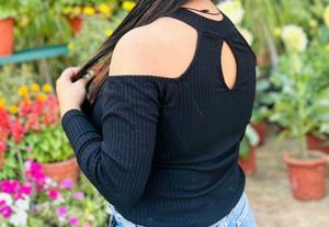 Black Shoulder Cut Top