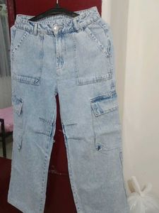 Light Wash Denim Cargo Pants