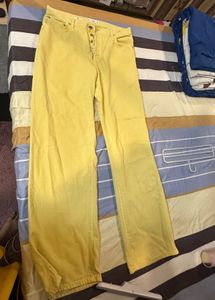 Mango Yellow Straight Fit High Rise Jeans