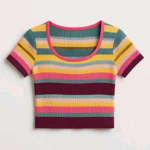 Striped Ribbed Crop Top