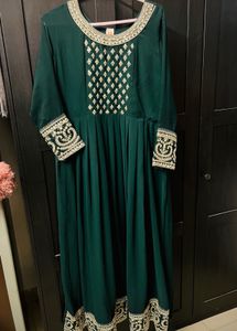 Festive Anarkali Kurti Deep Green