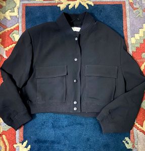 Button up Black Bomber Jacket