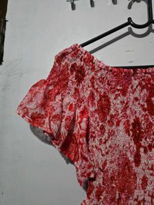 Floral Red White Dress
