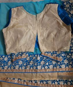 Embroidered Blue  Fancy Georgette Saree