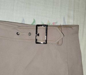 Vintage Taupe Belted Skirt