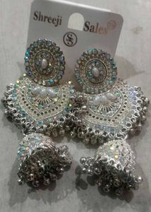 Silver Jhumka Earrings