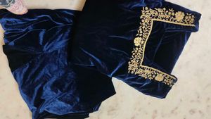 zardozi salma work Blue Velvet Kurta with patyala
