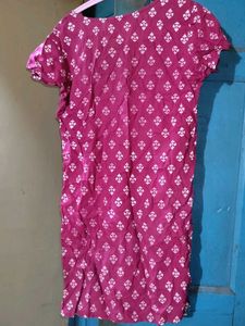 Pink Printed Short Sleeve Dress