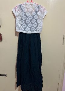 Black Dress with Lace Shrug
