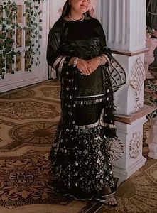 Elegant Black Kurta shrara Set
