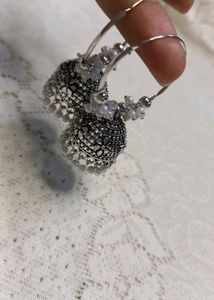 Silver Jhumka Hoop Earrings