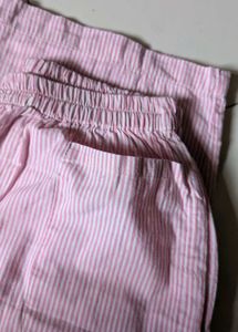 Pink Striped Wide Leg Pants