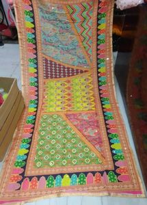Colorful Digital Print Mirror Work Dupatta