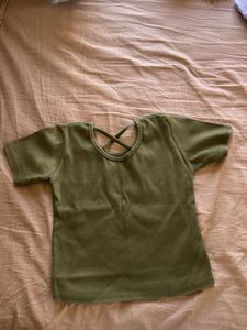 Green Top with Criss-Cross Back