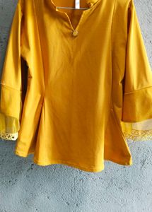 Mustard Colour Peplum Top With Beautiful Sleeves