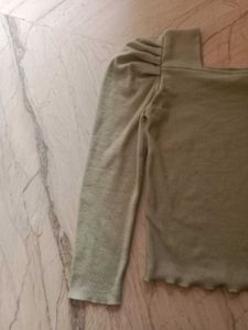 Olive Green Puff Sleeve Top
