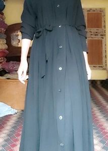 Elegant Black front open Abaya