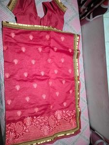 Red Embroidered saree